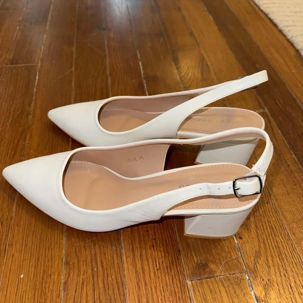 Elegant White Slingback Heels - Picture 2 of 4